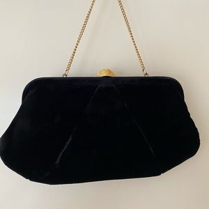 Vintage Velvet & Gold Clutch